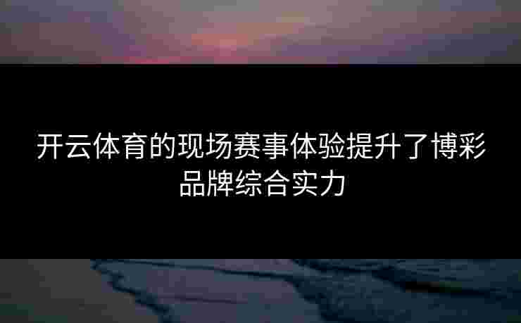 开云体育的现场赛事体验提升了博彩品牌综合实力